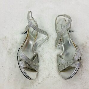 Covington Silver Glitter Heeled Sandals size 8.5